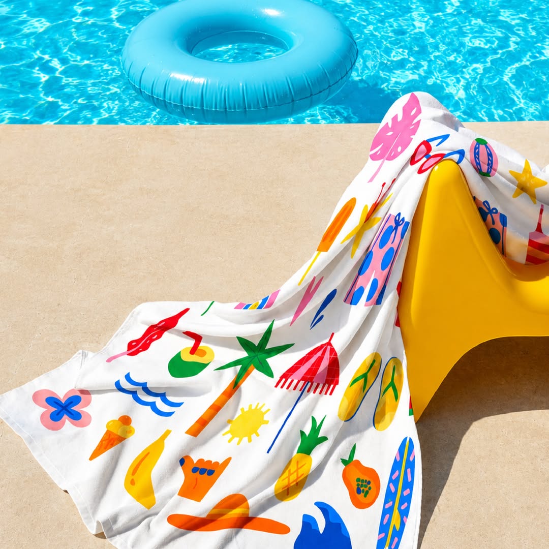 Beach towel and float by the poolside